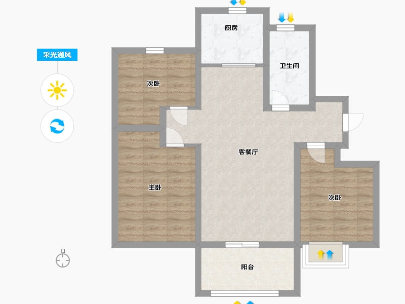 山东省-青岛市-海信文墨里-80.00-户型库-采光通风