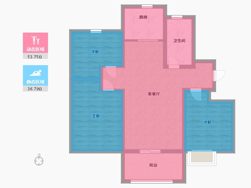 山东省-青岛市-海信文墨里-80.00-户型库-动静分区