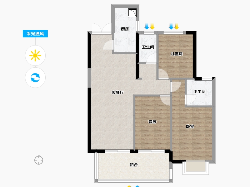 福建省-莆田市-凯天青山城峰璟-86.00-户型库-采光通风