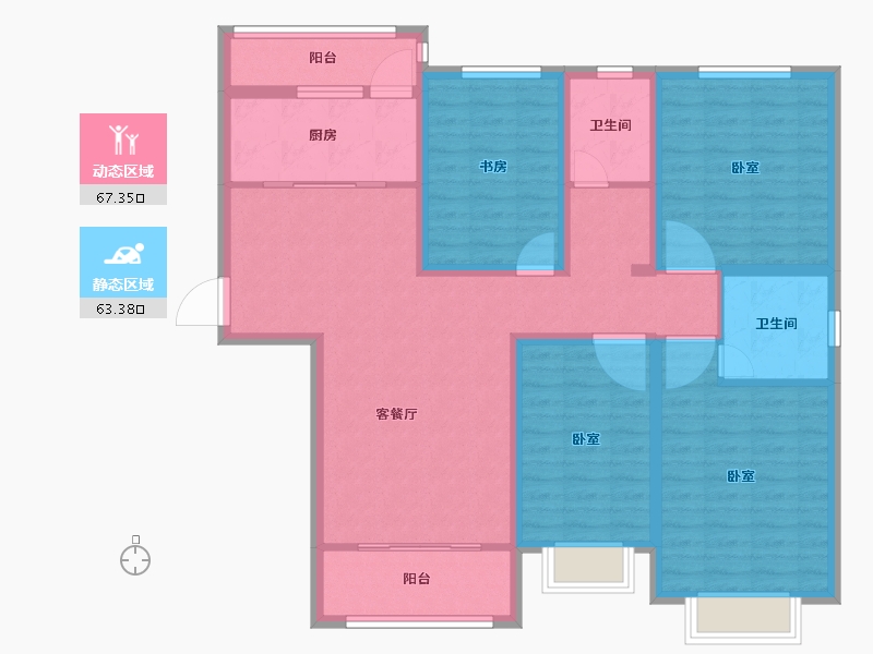 河南省-安阳市-紫御华府-116.67-户型库-动静分区