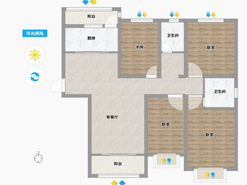 河南省-安阳市-紫御华府-116.67-户型库-采光通风