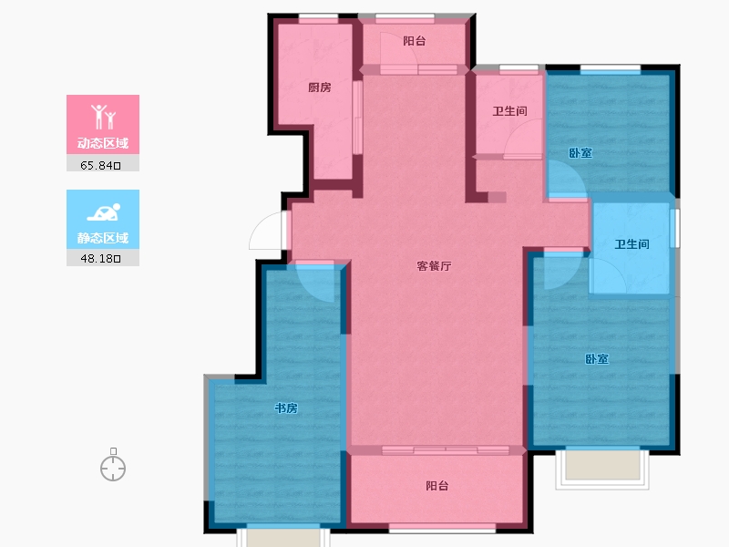 山东省-烟台市-远洋东莱郡-101.78-户型库-动静分区