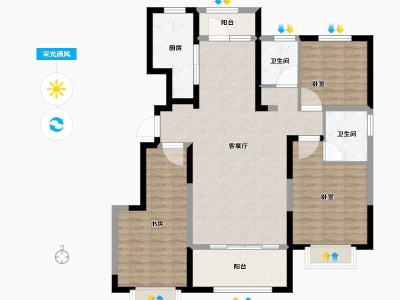 山东省-烟台市-远洋东莱郡-101.78-户型库-采光通风