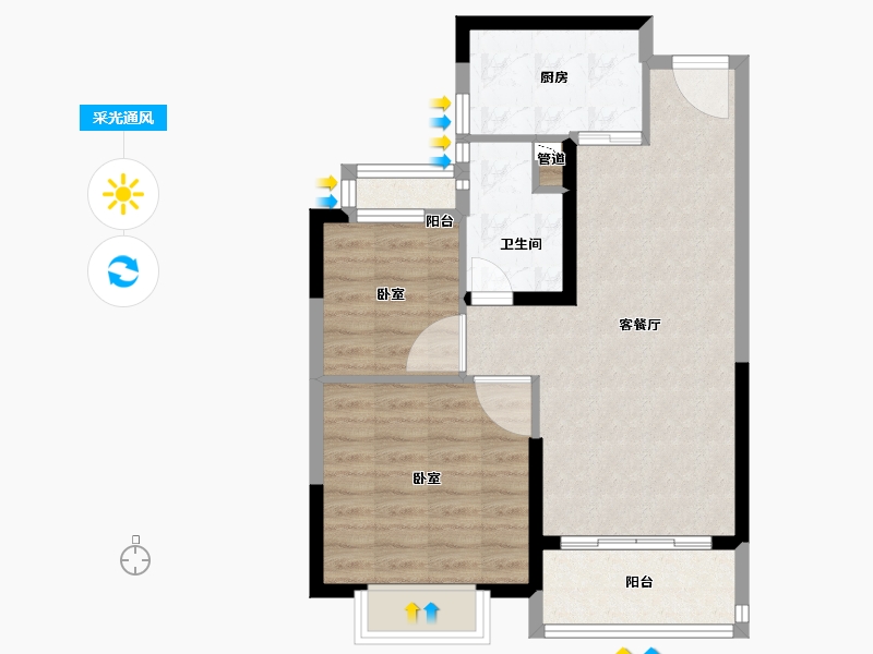 河南省-郑州市-郑东恒大文化旅游城-66.00-户型库-采光通风