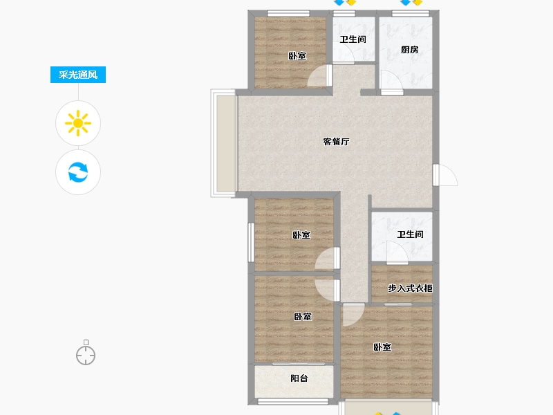 山东省-菏泽市-天华新天地-106.00-户型库-采光通风