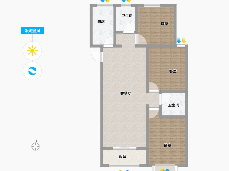 山东省-菏泽市-菏泽佳和广场-112.00-户型库-采光通风