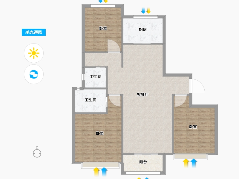 河南省-安阳市-锦尚天华-107.58-户型库-采光通风