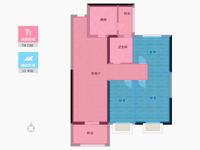 河南省-郑州市-郑州恒大林溪郡-81.80-户型库-动静分区