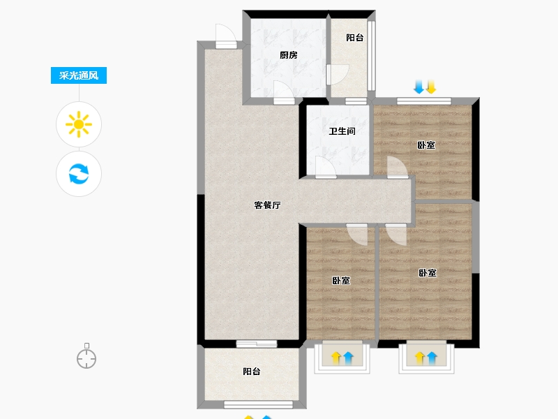 河南省-郑州市-郑州恒大林溪郡-81.80-户型库-采光通风