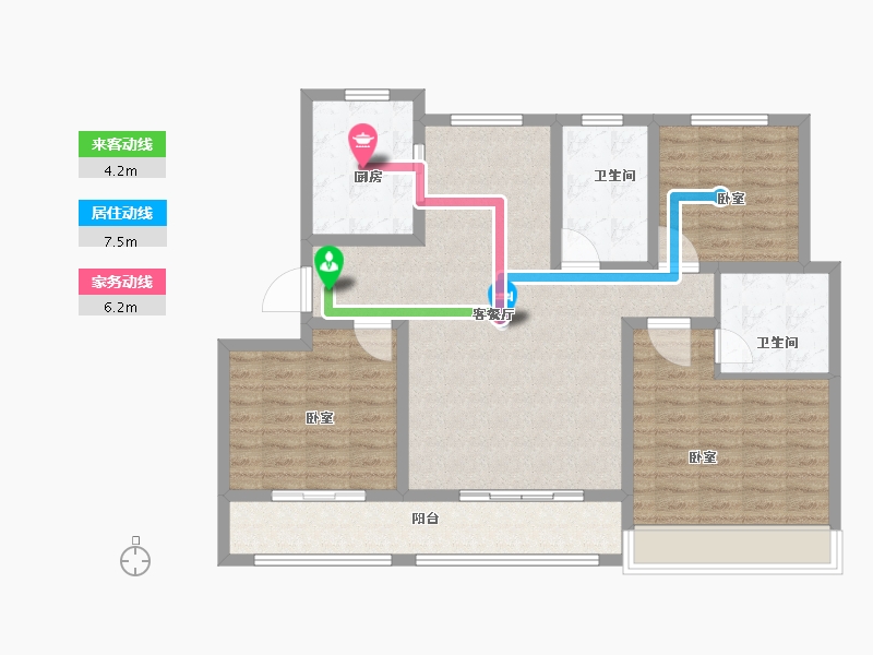 山东省-菏泽市-东明大洋福邸-103.00-户型库-动静线