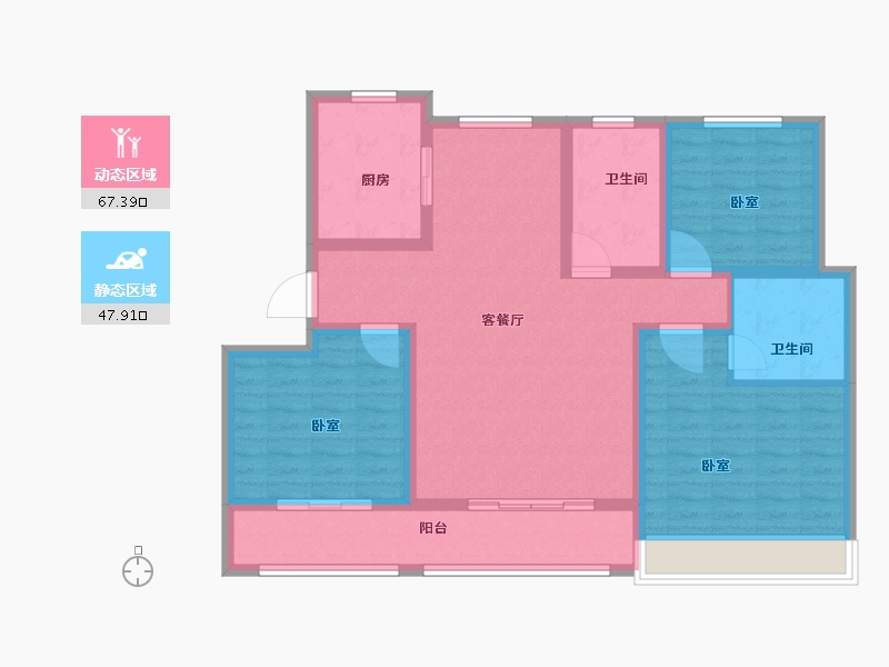 山东省-菏泽市-东明大洋福邸-103.00-户型库-动静分区