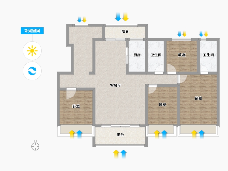 河南省-安阳市-林州碧桂园天麓-114.00-户型库-采光通风