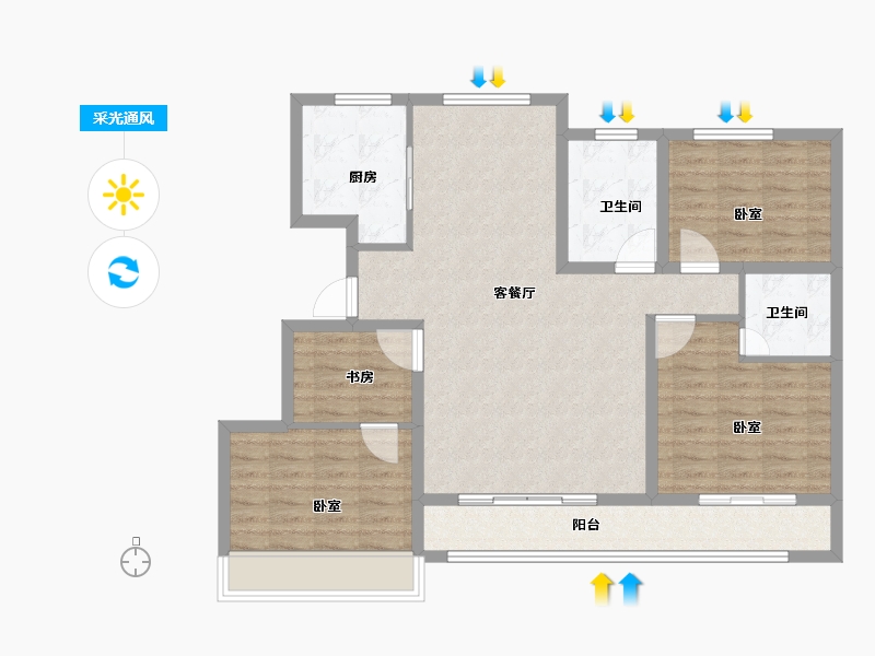 山东省-菏泽市-东明大洋福邸-98.00-户型库-采光通风