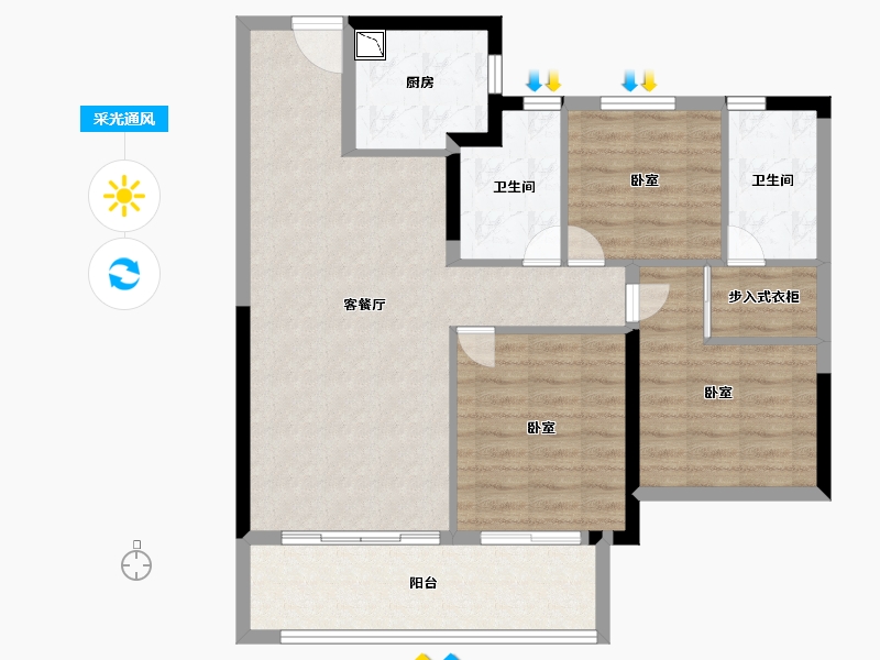 福建省-莆田市-玖玺·正荣府3期-90.00-户型库-采光通风