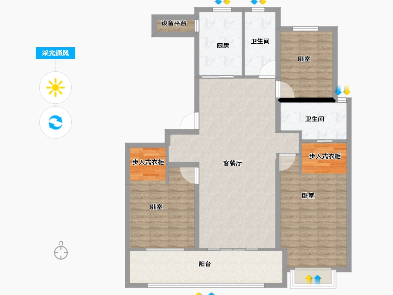 河南省-郑州市-茉莉公馆-118.20-户型库-采光通风