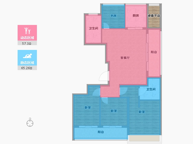 浙江省-舟山市-绿城柳岸晓风花园-114.01-户型库-动静分区