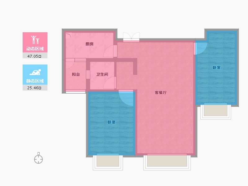 新疆维吾尔自治区-乌鲁木齐市-半山铭邸-63.88-户型库-动静分区