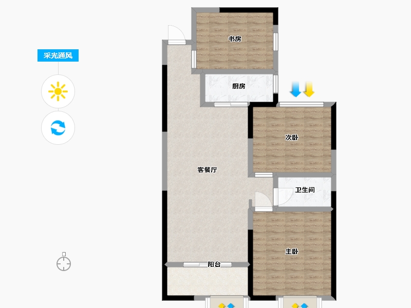 山东省-潍坊市-阳光100喜马拉雅-97.60-户型库-采光通风