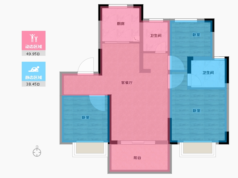 安徽省-合肥市-银城旭辉樾溪臺-78.37-户型库-动静分区