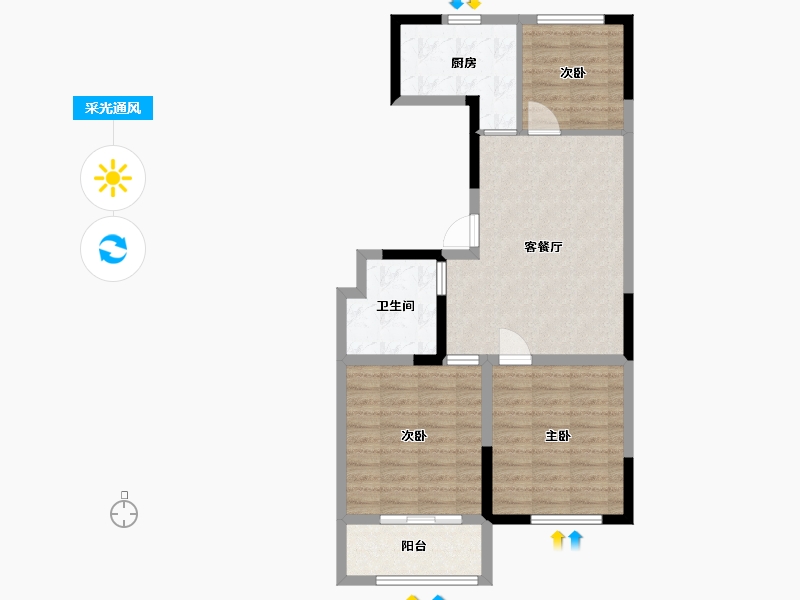 山东省-潍坊市-宝通陆号-73.60-户型库-采光通风