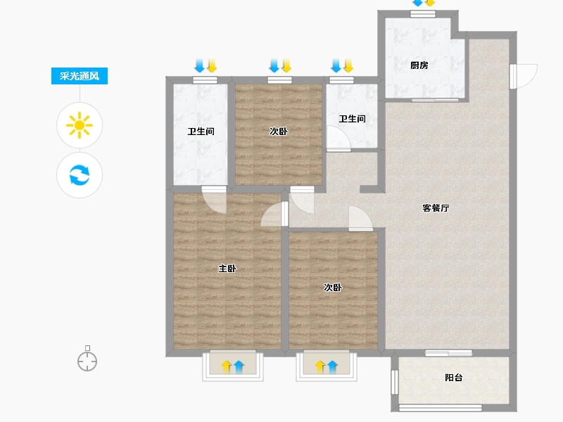 山东省-青岛市-海信湖岛世家二期-114.00-户型库-采光通风