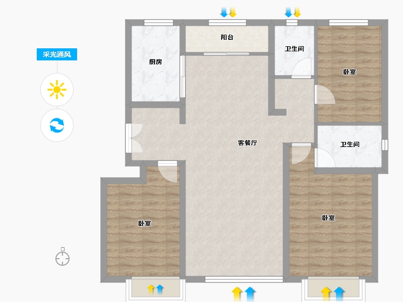 新疆维吾尔自治区-乌鲁木齐市-海大香山壹号-98.72-户型库-采光通风