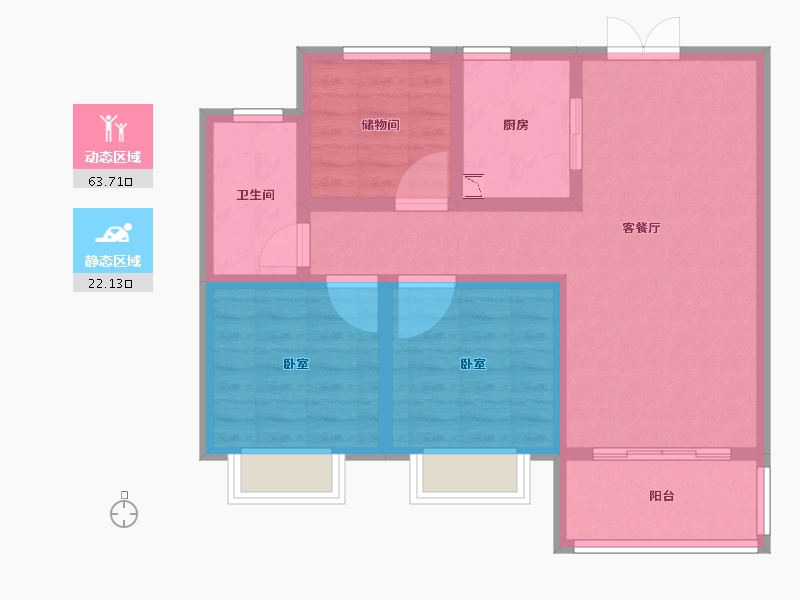 安徽省-合肥市-中建开元御湖公馆-76.00-户型库-动静分区