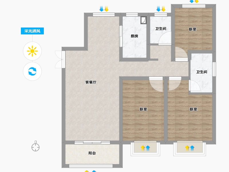 安徽省-合肥市-中建开元御湖公馆-92.00-户型库-采光通风