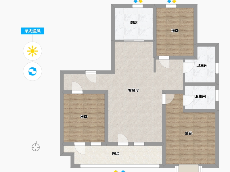 山东省-青岛市-紫悦璟园-88.00-户型库-采光通风