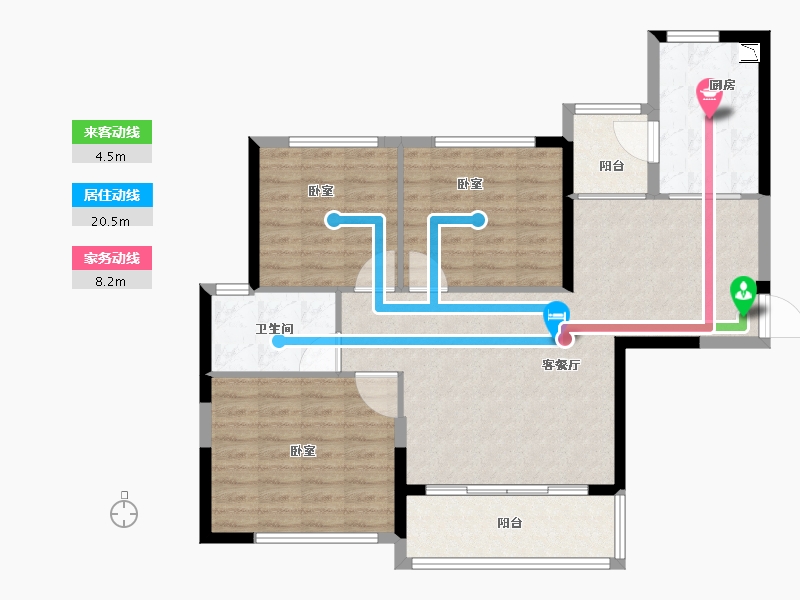 河南省-郑州市-恒大城-95.61-户型库-动静线