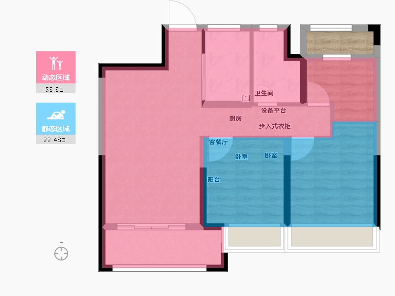 浙江省-舟山市-祥生云山府-69.52-户型库-动静分区