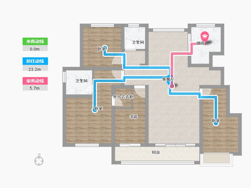 浙江省-绍兴市-三花景成府-105.00-户型库-动静线