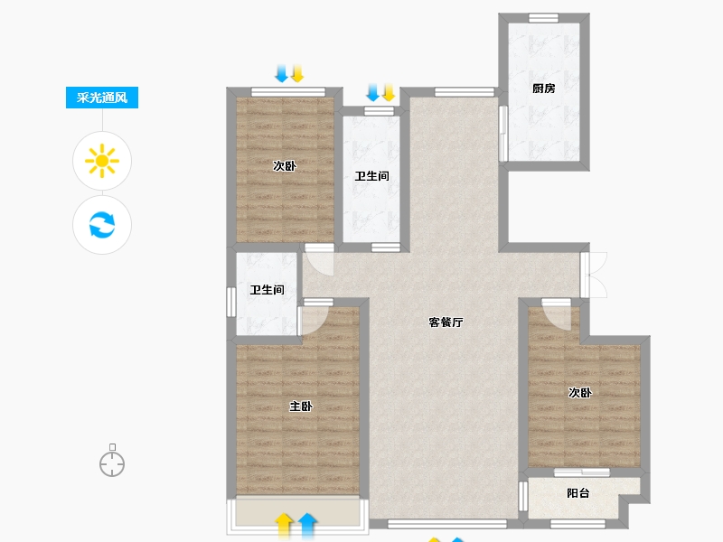 山东省-潍坊市-紫宸名郡-102.92-户型库-采光通风