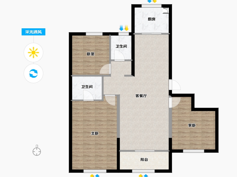 山东省-烟台市-金地浅山艺境玺湖-104.00-户型库-采光通风