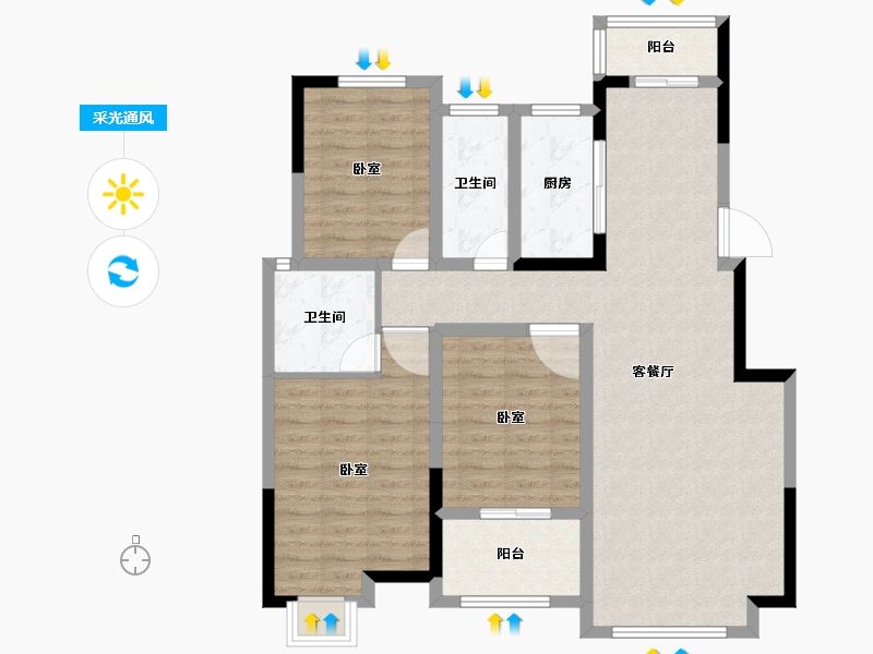 河南省-安阳市-中茂玖悦府-101.78-户型库-采光通风