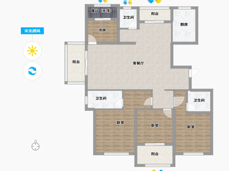 浙江省-绍兴市-宝业新桥风情-134.00-户型库-采光通风