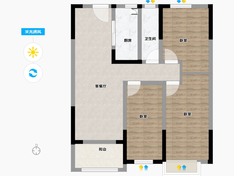 河南省-洛阳市-正商城-86.00-户型库-采光通风