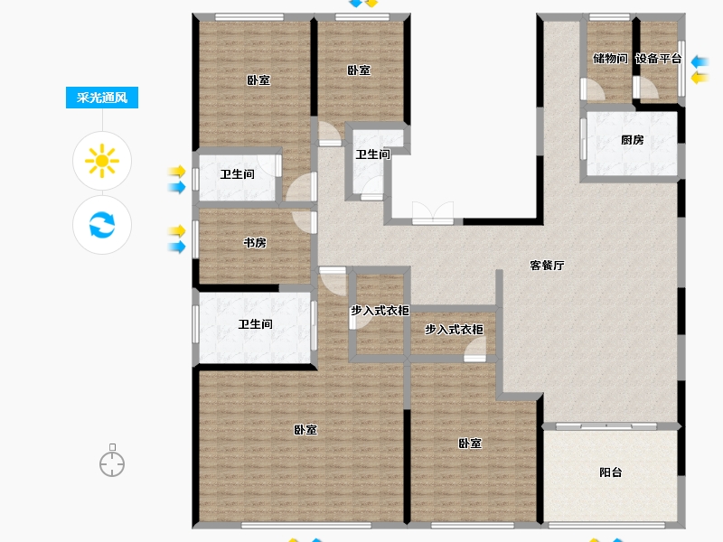 河南省-郑州市-融创中原壹号院-246.10-户型库-采光通风