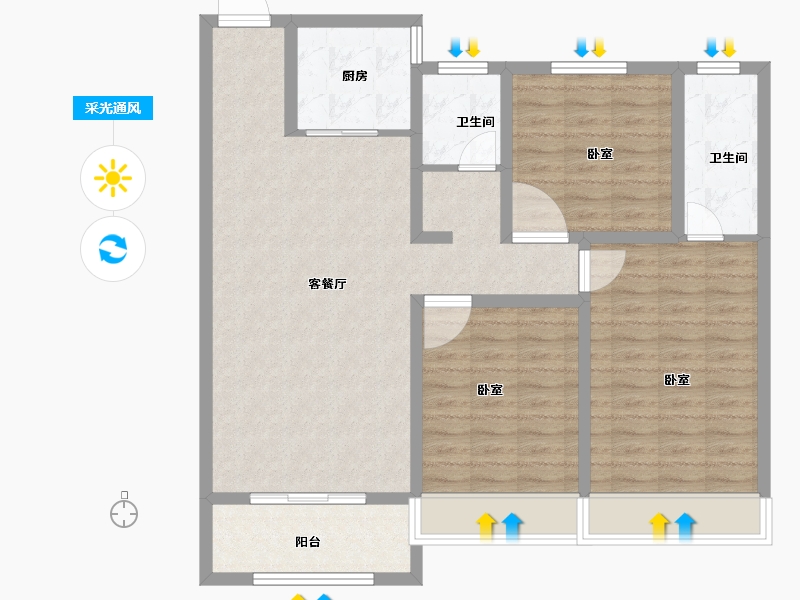 山东省-菏泽市-洪盛锦绣城-99.70-户型库-采光通风