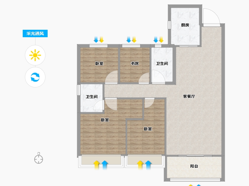 河南省-安阳市-林州碧桂园天麓-114.00-户型库-采光通风