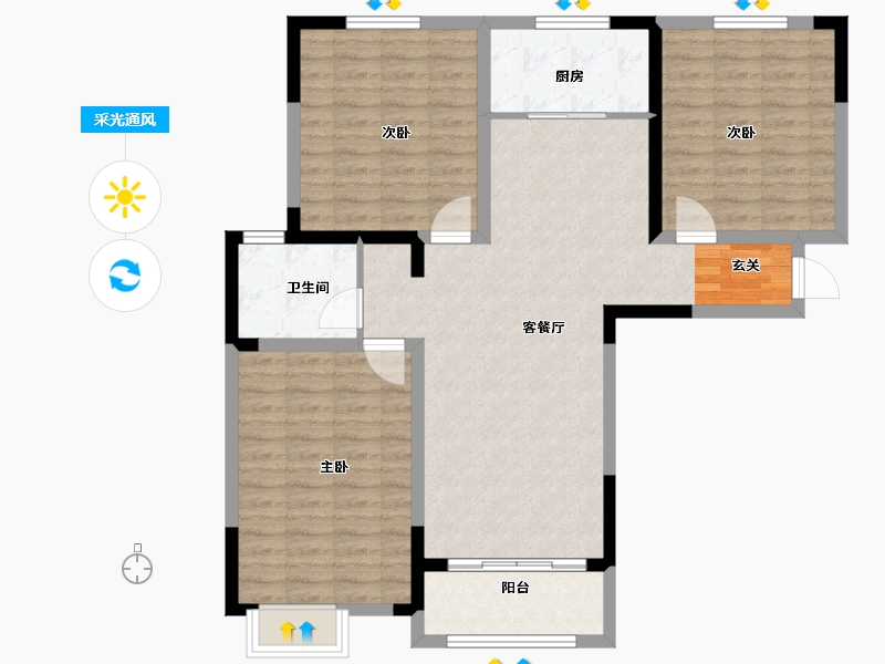 安徽省-滁州市-花开富贵紫云府-101.00-户型库-采光通风