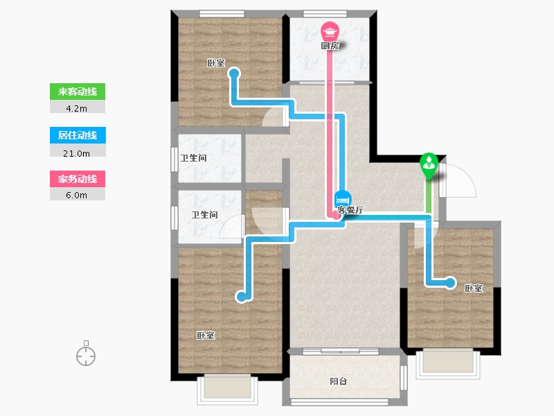 山东省-菏泽市-天安清华苑-104.00-户型库-动静线