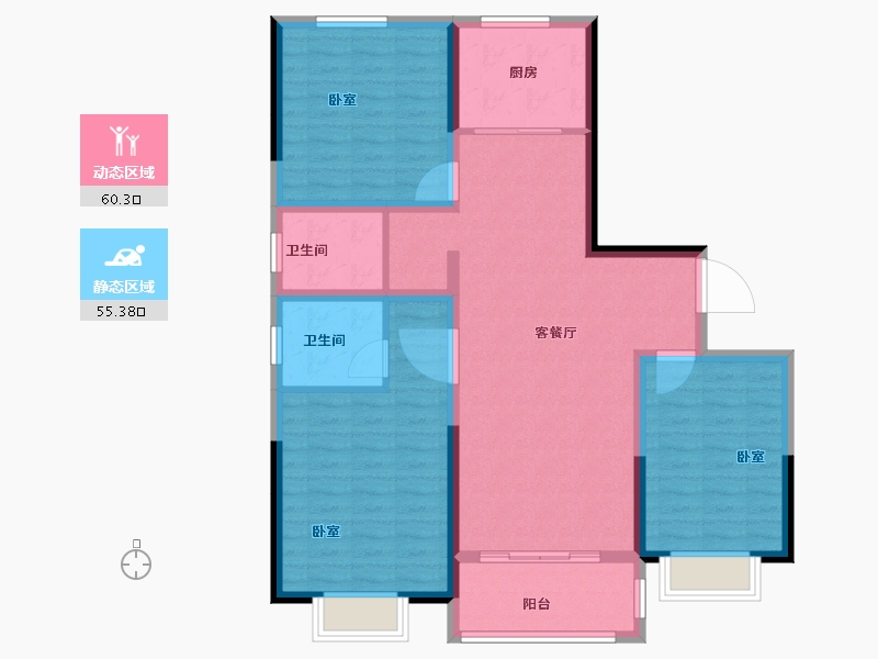 山东省-菏泽市-天安清华苑-104.00-户型库-动静分区