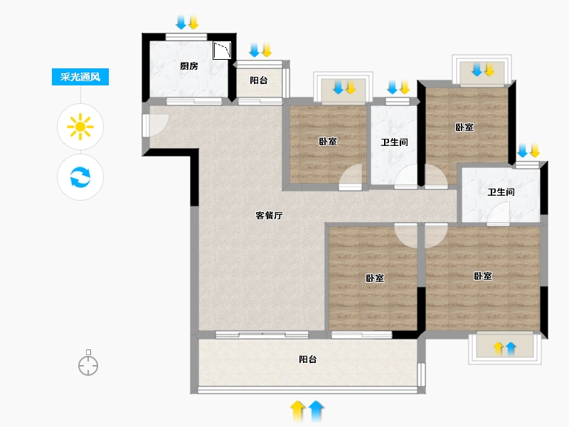 福建省-莆田市-玖玺·正荣府3期-98.00-户型库-采光通风