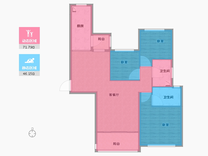 山东省-菏泽市-恒大绿洲-106.91-户型库-动静分区