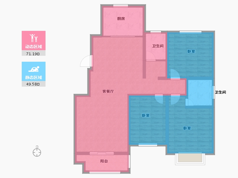 河南省-安阳市-内黄枣乡贵园-107.85-户型库-动静分区