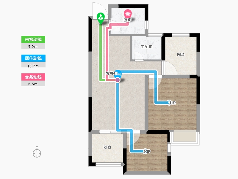 安徽省-宣城市-金銮·御林河畔-68.93-户型库-动静线