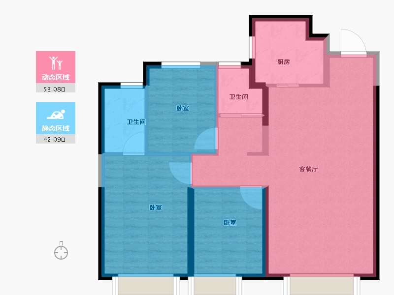 新疆维吾尔自治区-乌鲁木齐市-中南上悦城-86.00-户型库-动静分区