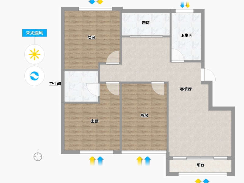 山东省-威海市-茂铭逸品学府-103.00-户型库-采光通风