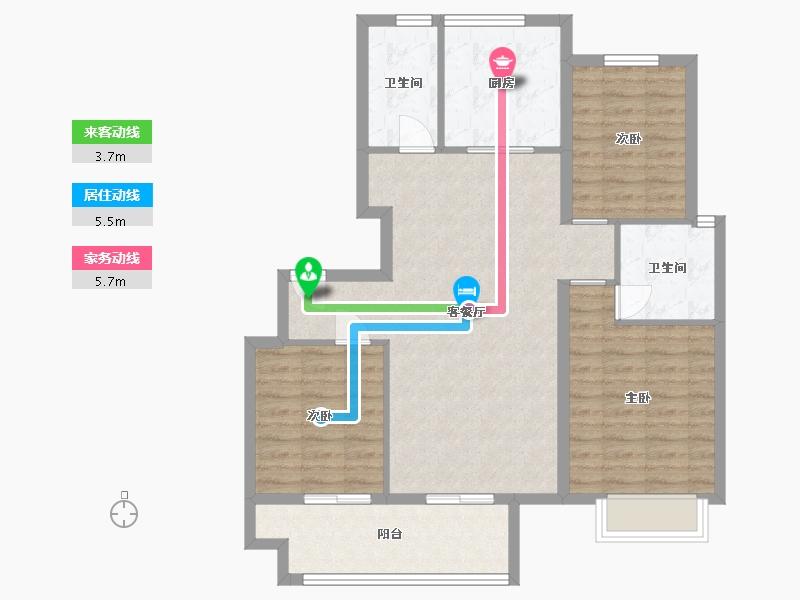 山东省-潍坊市-蓝城清风明月明月苑-91.00-户型库-动静线